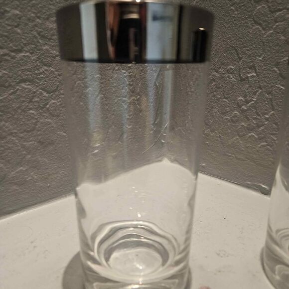 Dorothy Thorp High Ball Silver Band Glasses Set of 2 5.5" - Picture 2 of 6